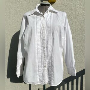 White Tailored Cotton Long Sleeve Button Down Shirt/Blouse Women’s 1X